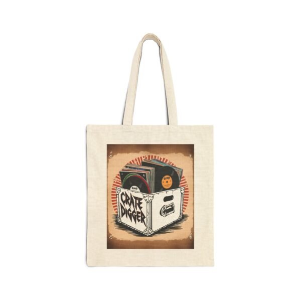 Vinyl Record Crate Digging - Tote Bag - Natural, 15" x 16"