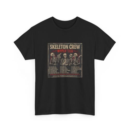 Skeleton Crew World Tour Unisex Heavy Cotton Tee - Vintage Style Graphic Tee, Skeleton Shirt, Halloween Costume Top, Spooky Season Apparel